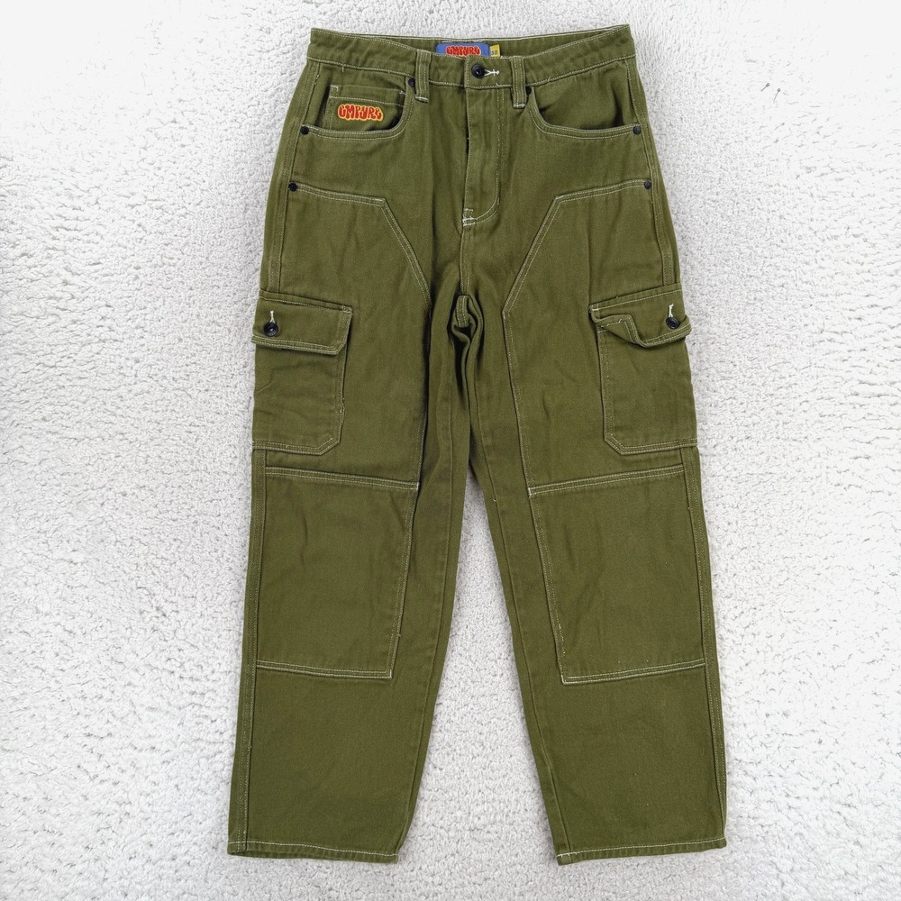 Empyre Cargo Pants Mens 30x27 Green Relaxed Fit Canvas Workwear Surplus Y2K